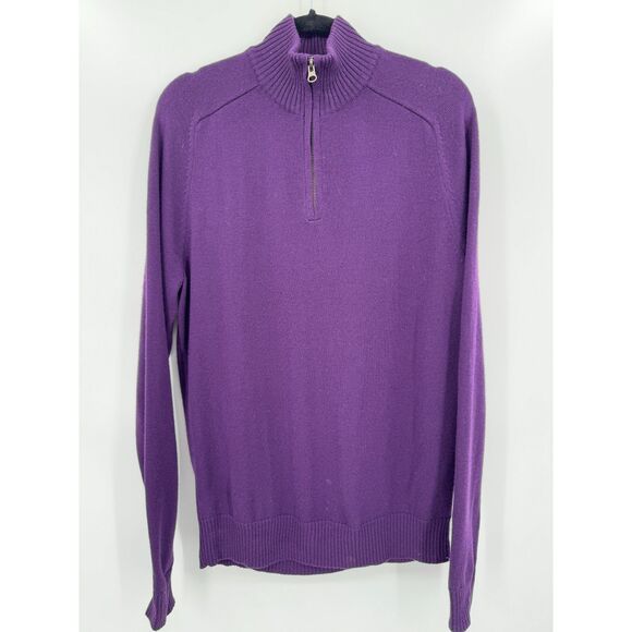 J. CREW Purple Italian Merino Wool Quarter Zip Pullover Sweater Size Medium M - Picture 1 of 6
